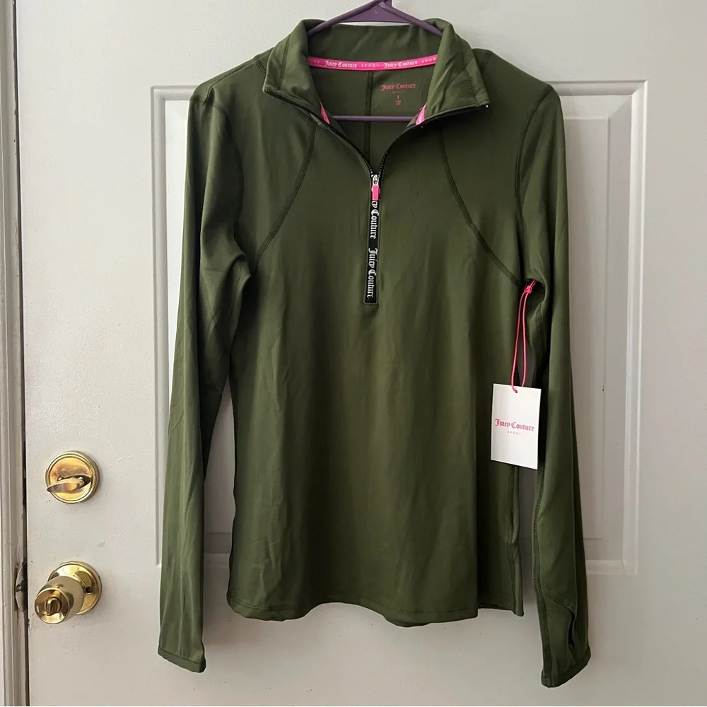 NWT Juicy Couture Women’s Logo Half Zip Run Top - Picture 3 of 7